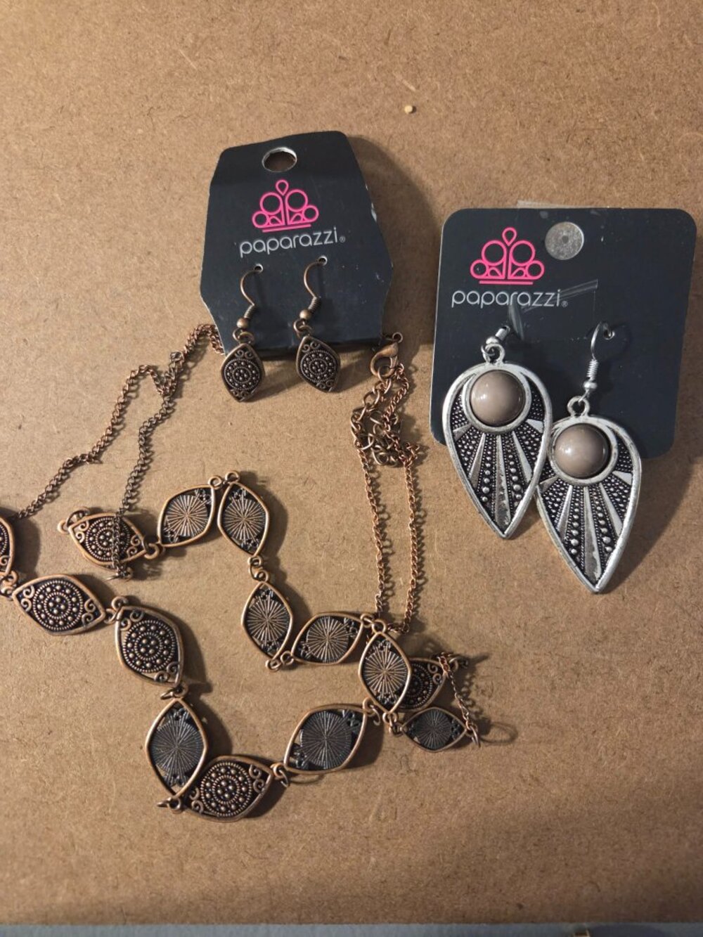 Paparazzi Copper Necklace and Earrings Set